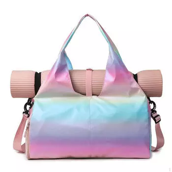 Сумка через плечо для коврика для йоги с карманами для хранения Фитнес и путешествия розовый