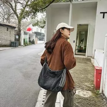 Сумка через плечо для мальчиков Design Sense Модная и модная джинсовая повседневная сумка через плечо Студенческий спортивный рюкзак Классная сумка