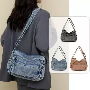 Сумка через плечо для мам среднего возраста, женская многослойная сумка через плечо большой емкости коричневый