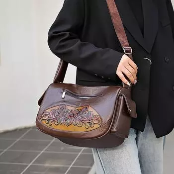 Сумка через плечо для мам среднего возраста, женская сумка через плечо из мягкой кожи большой вместимости кофейный