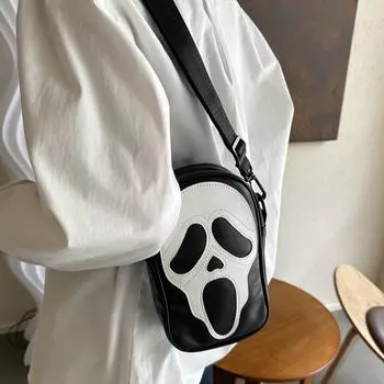 Сумка через плечо для мужчин и женщин, забавная сумка через плечо со скелетом, сумка на одно плечо, сумка через плечо для мобильного телефона One Size чёрный