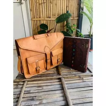 Сумка через плечо для мужчин и женщин, винтажная, ручная работа, коричневая кожаная сумка ( Бесплатный кожаный дневник коричневого цвета размером 10 x 13 дюймов ) 15 x 11 x 4 in коричневый