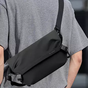 Сумка через плечо для мужчин с регулируемым ремешком на груди для велоспорта, пешего туризма, путешествий, прогулок чёрный