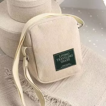 Сумка через плечо для отдыха, сумка из легкого бархата, сумка через плечо, полосатая бархатная маленькая квадратная сумка, сумка для телефона One Size бежевый