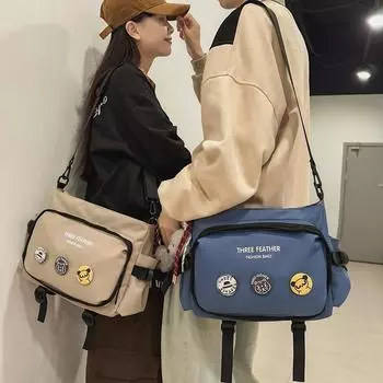 Сумка через плечо для подростков, сумка для учеников средней школы, большая вместимость, сумка-мессенджер бежевый