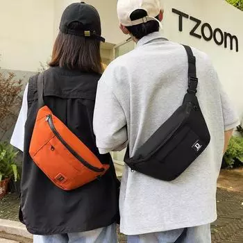 Сумка через плечо для школьников средней школы, нагрудная сумка, однотонная уличная поясная сумка для женщин чёрный