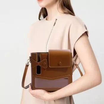 Сумка через плечо для стакана, дорожная сумка для бутылки с водой и карманом для телефона коричневый