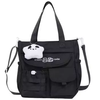 Сумка через плечо для студентов, большая вместимость, цветная женская сумка через плечо чёрный