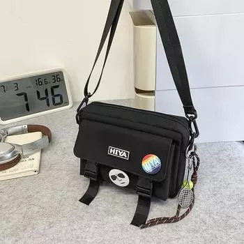 Сумка через плечо для студентов, сумка через плечо в стиле ретро, большая вместительная сумка для мобильного телефона чёрный