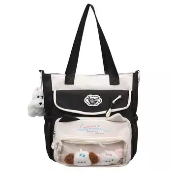 Сумка через плечо для учащихся средних школ, вместительная, в студенческом стиле, женская сумка для книг чёрный