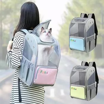 Сумка через плечо для выгула домашних животных 1 шт., сумка через плечо для кошек, дышащая, портативная, складная, прозрачная, большой емкости, аксессуары для домашних животных синий
