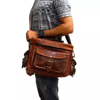 Сумка через плечо для зеркальной фотокамеры из натуральной кожи, чехол для объектива, сумка-саквояж 10 x 8 x 5 in коричневый