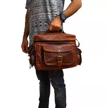 Сумка через плечо для зеркальной фотокамеры из натуральной кожи, чехол для объектива, сумка-саквояж 10 x 8 x 5 in коричневый