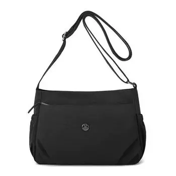 Сумка через плечо для женщин 2025 года, новый стиль, одно плечо, модная, изысканная, водонепроницаемая, легкая, горизонтальная, многослойная, универсальная, большой емкости 27x9x18cm чёрный