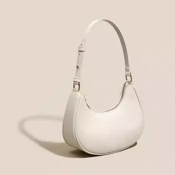 Сумка через плечо для женщин, белая сумка в форме полумесяца, простая и высококачественная сумка для поездок на работу и обратно на весну и лето