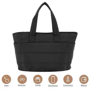 Сумка через плечо для женщин Большая вместительная сумка из нейлона Пухлый кошелек Сумка-портфель чёрный