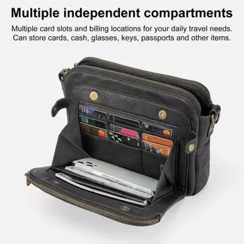 Сумка через плечо для женщин из искусственной кожи, сумка через плечо с несколькими карманами, клатч на ремне с отделениями для карт светло-коричневого