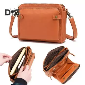 Сумка через плечо для женщин из искусственной кожи, сумка через плечо с несколькими карманами, клатч на ремне с отделениями для карт для ежедневного использования в поездках чёрный