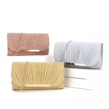 Сумка через плечо для женщин. Клатч. Плиссированная ручная сумка с круглым дном и высокой прошивкой. 22x6x11cm золотой