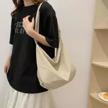 Сумка через плечо для женщин, легкая, сшитая, нейлоновая, большая вместимость, застежка-молния для ежедневных покупок, сумка через плечо