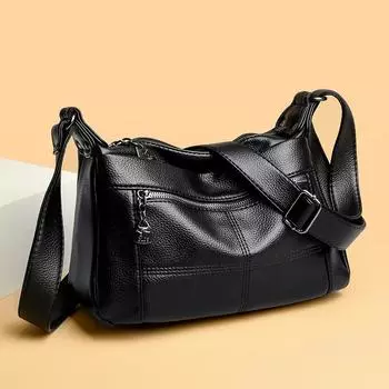Сумка через плечо для женщин, новая модная и универсальная повседневная сумка через плечо для матерей среднего и пожилого возраста, мягкая кожаная сумка большой вместимости