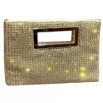 Сумка через плечо для женщин с цепочкой, сумка через плечо со стразами, магнитная застежка-клатч, кошелек для свадьбы, выпускного вечера золотой