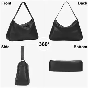 Сумка через плечо для женщин с несколькими карманами, сумка под мышкой, искусственная кожа, на молнии, сумка-хобо, прочная сумка-тоут для работы и путешествий чёрный
