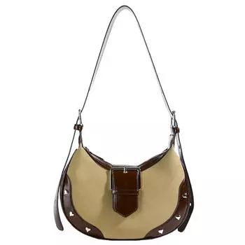 Сумка через плечо для женщин с заклепками Сумка через плечо из искусственной кожи для работы (хаки)