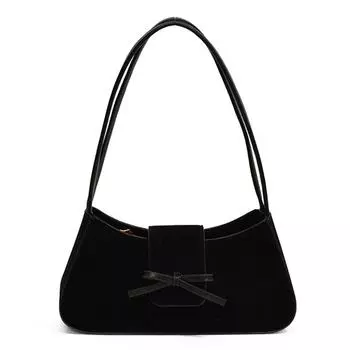 Сумка через плечо для женщин с застежкой-молнией, сумка под мышкой, замшевый модный однотонный клатч для работы и путешествий Black