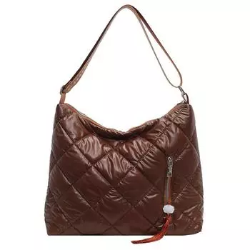 Сумка через плечо для женщин Стеганая сумка-хобо из нейлона с застежкой-молнией Модная сумка-портфель Дорожная сумка для поездок на работу кофейный