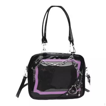 Сумка через плечо, дорожная сумочка, портативный подарок, милый модный ПУ для свиданий Black Purple