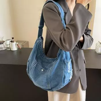 Сумка через плечо джинсовая сумка женская простая ретро сумка-мессенджер новая повседневная универсальная модная студенческая сумка-рюкзак