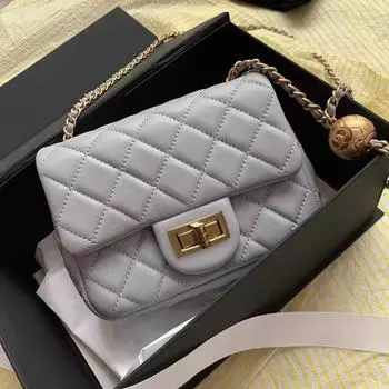 «Сумка через плечо Fang Pangzi Xiaochan из кожи с золотыми бусинами 2025 года» 18CM