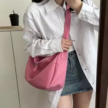 Сумка через плечо Гладкая молния Регулируемый плечевой ремень Деликатное дно Большая вместимость Портативная розовый