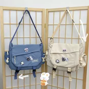 Сумка через плечо Harajuku Retro большой вместимости для мужчин и женщин single pack чёрный