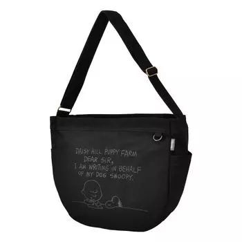 Сумка через плечо Холст Холст Большой А4 Плечо Кроссбоди Повседневный Женщины Мужчины Взрослые Студенты Дети Милый Персонаж 0194 Черный STUDY [Snoopy] (СПИК-142)