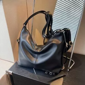 Сумка через плечо и рюкзак двойного назначения женская мягкая искусственная кожа большая вместительная сумка для покупок сумка 36x22x11cm чёрный