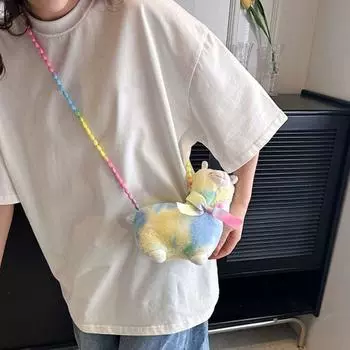 Сумка через плечо из альпаки с бусинами, сумка для телефона, мультяшная сумка на плечо, индивидуальная плюшевая сумка на плечо, повседневная розовый