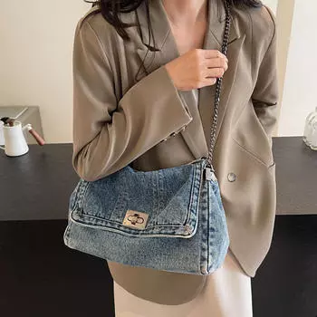 Сумка через плечо из денима для женщин в стиле ретро для подмышек, для ковбойской вечеринки на открытом воздухе