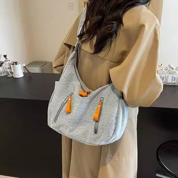 Сумка через плечо из денима для женщин, большая вместимость, сумка-тоут для поездок на работу чёрный