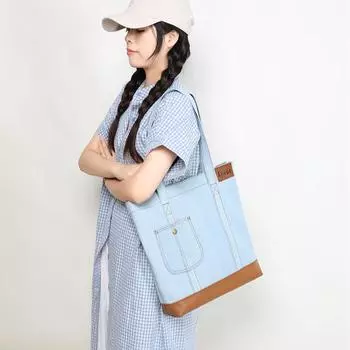 Сумка через плечо из денима, студенческая сумка, женская сумка, большая вместительная холщовая сумка темно-синий