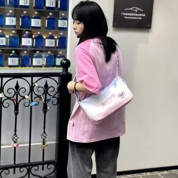 Сумка через плечо из градиентной ткани Lady Sweet Cool Dopamine цвета подушки Сумка в спортивном стиле Boston Bag зелёный