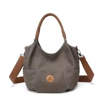 Сумка через плечо из холста, большая вместительная сумка-тоут, женская сумка для поездок под мышкой серый