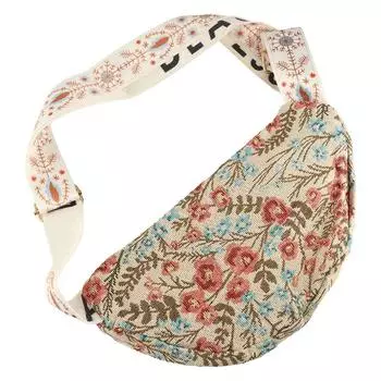 Сумка через плечо из холста на молнии, нейлоновая поясная сумка с цветком, модная холщовая нагрудная сумка для женщин/девочек синий