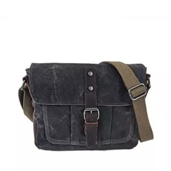 Сумка через плечо из холста, повседневная сумка через плечо для мужчин и женщин, сумка для фотоаппарата 13 inch чёрный