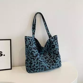 Сумка через плечо из холста с леопардовым принтом, вместительная, на молнии, универсальная, модная, мягкая и простая, высокого качества
