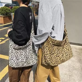 Сумка через плечо из холста с леопардовым принтом, женская сумка через плечо, большая вместительная сумка-тоут хаки