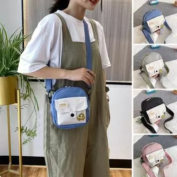 Сумка через плечо из холста с мультяшным узором, застежка-молния, сумка через плечо с регулируемыми ремнями, сумка-тоут чёрный