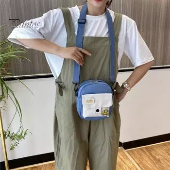 Сумка через плечо из холста с мультяшным узором, застежка-молния, сумка через плечо с регулируемыми ремнями, сумка-тоут чёрный