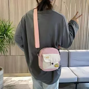 Сумка через плечо из холста с мультяшным узором, застежка-молния, сумка через плечо с регулируемыми ремнями, сумка-тоут чёрный